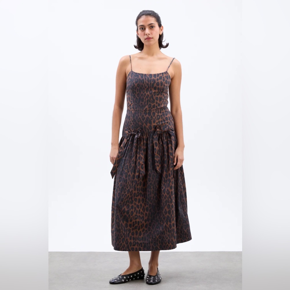 Damson madder Leopard Print Spaghetti Strap Dress